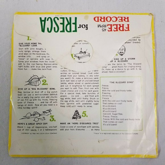 Vintage 1966 Coca Cola Coke Fresca Promo Vinyl 45 Record Christmas Let it snow - Picture 2 of 8
